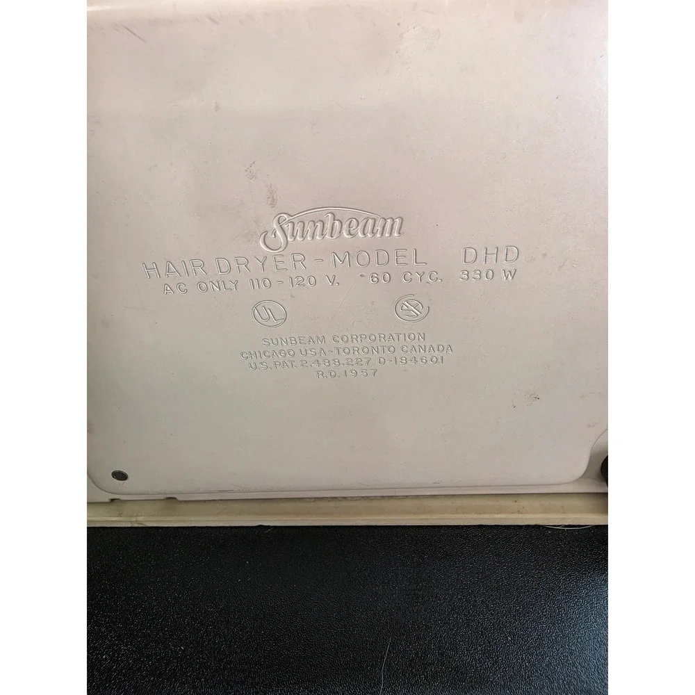 Vintage Lady Sunbeam Hair Dryer Model Cream Portable Nail Dryer 1957 Retro-WORKS